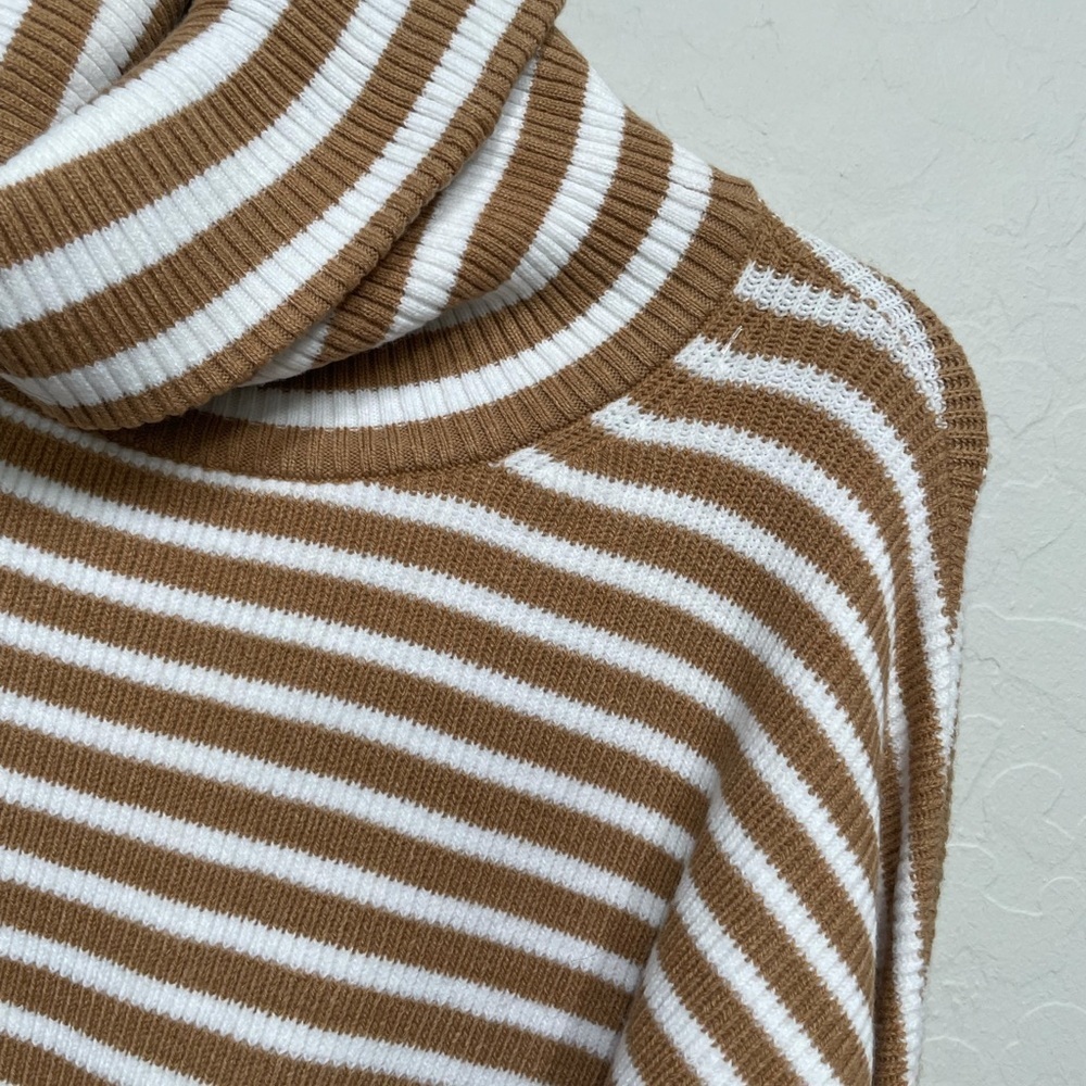 French Connection Tan and White Striped Turtleneck Sweater - Picture 4 of 8